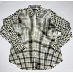 Ralph Lauren Shirt Mens XL Yellow Plaid 100% Cotton Preppy‎ Casual